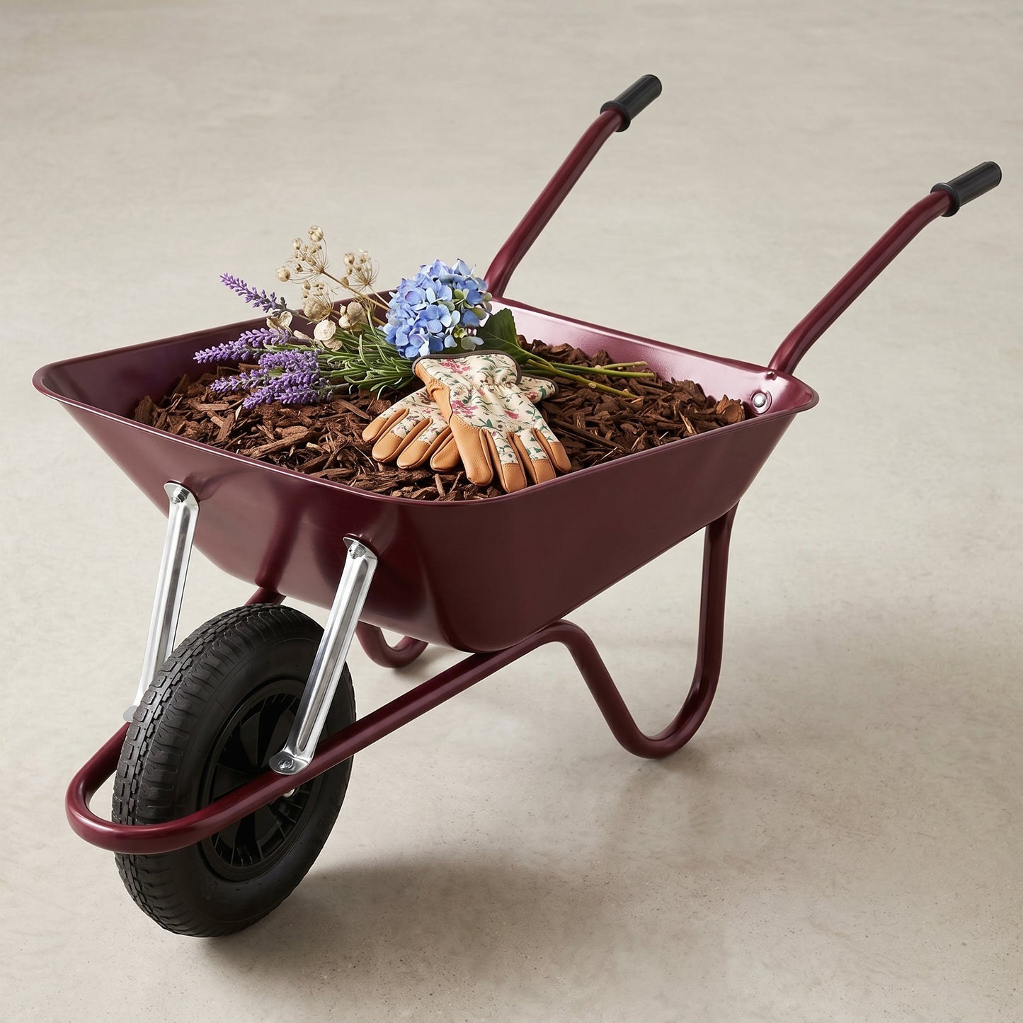 Garden Statement | Steel Utility Cart | Gift-Ready Burgundy Finish
