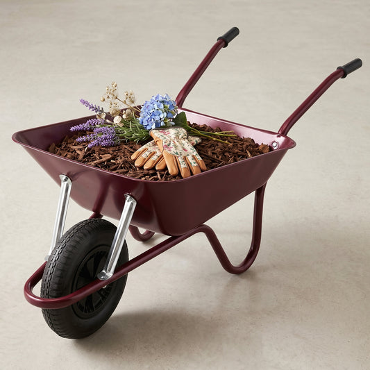 Garden Statement | Steel Utility Cart | Gift-Ready Burgundy Finish