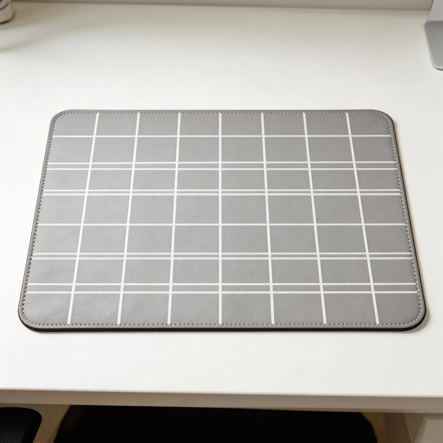 Grid Pattern Leather Desk Mat – Sleek & Functional Workspace Upgrade