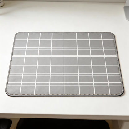 Grid Pattern Leather Desk Mat – Sleek & Functional Workspace Upgrade