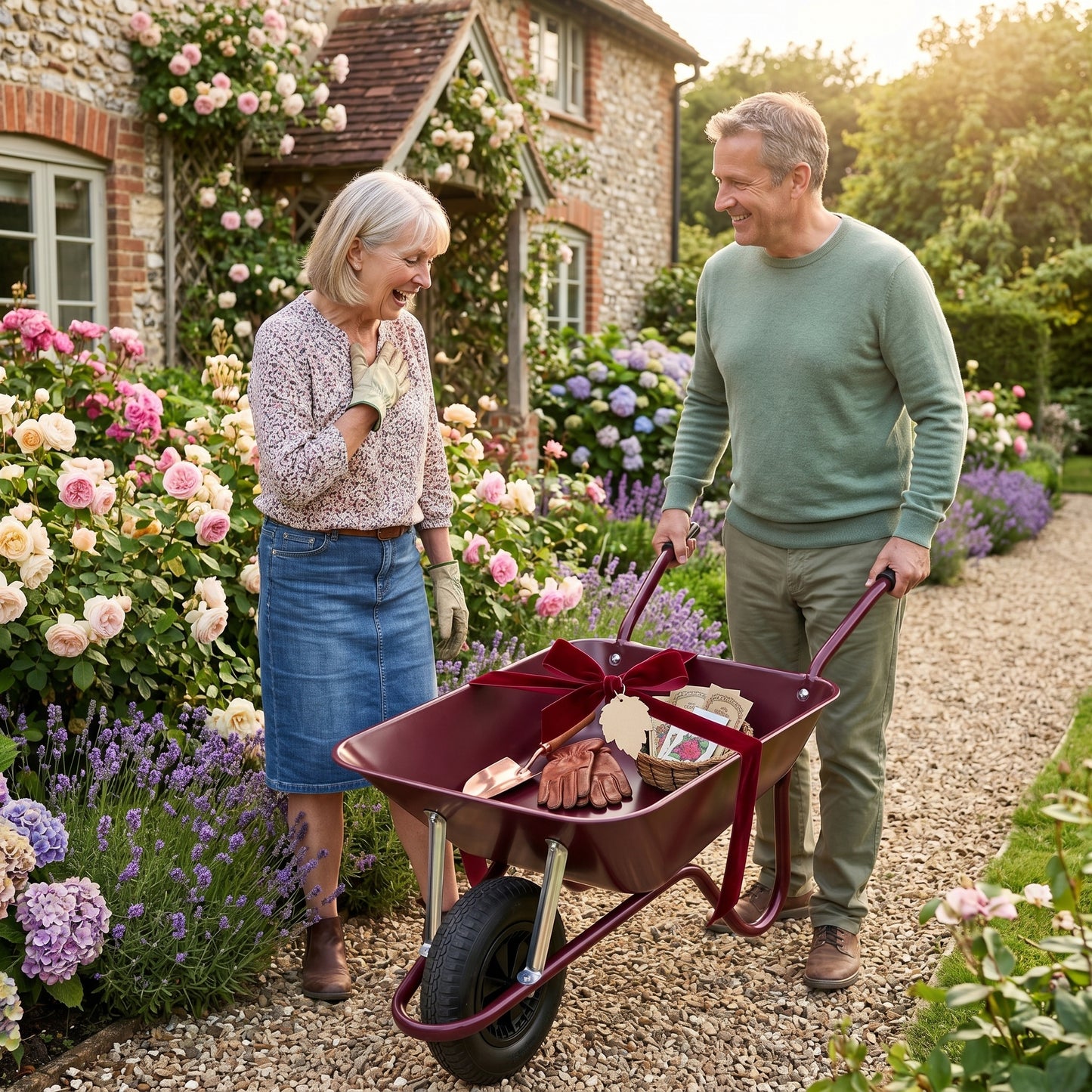 Garden Statement | Steel Utility Cart | Gift-Ready Burgundy Finish