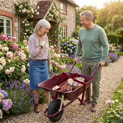 Garden Statement | Steel Utility Cart | Gift-Ready Burgundy Finish