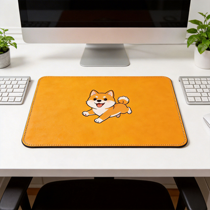 Shiba Inu Leather Desk Mat – A Playful Touch for Your Workspace