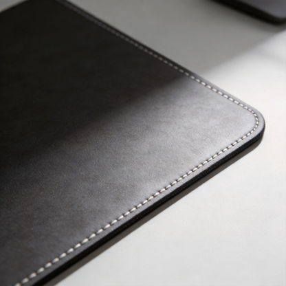 Gift-Worthy | High-Quality Leather | Functional Desk Mat | Ideal for Professionals | Classic Black with Stitched Edging | A Must-Have for Organized Spaces