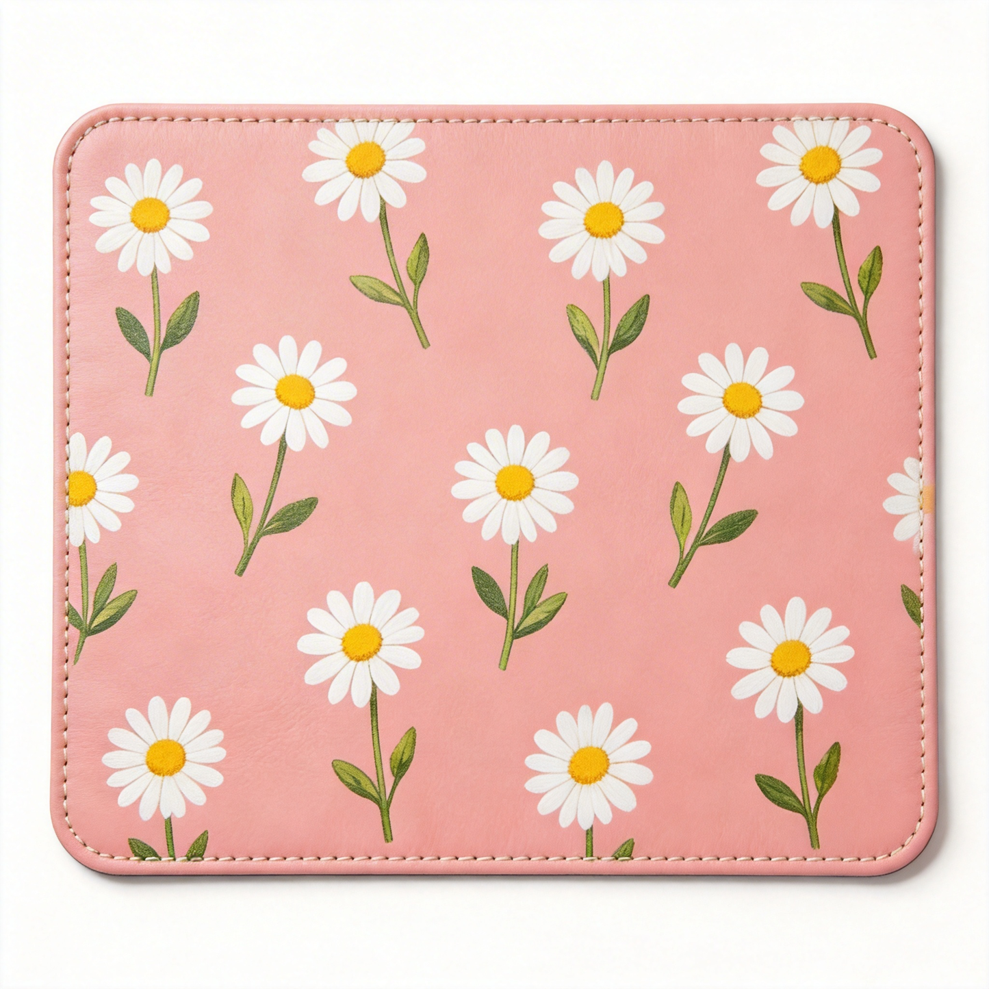 Gift-Worthy | Smooth Leather | Fun Office Accessory | Gift for Floral Enthusiasts | Charming Daisy Pattern with Soft Pink Tones | Brightens Up Any Workspace