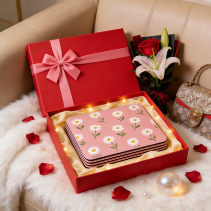 Gift-Worthy | Smooth Leather | Fun Office Accessory | Gift for Floral Enthusiasts | Charming Daisy Pattern with Soft Pink Tones | Brightens Up Any Workspace