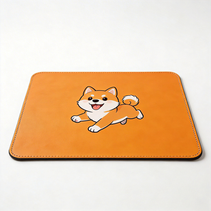 Shiba Inu Leather Desk Mat – A Playful Touch for Your Workspace
