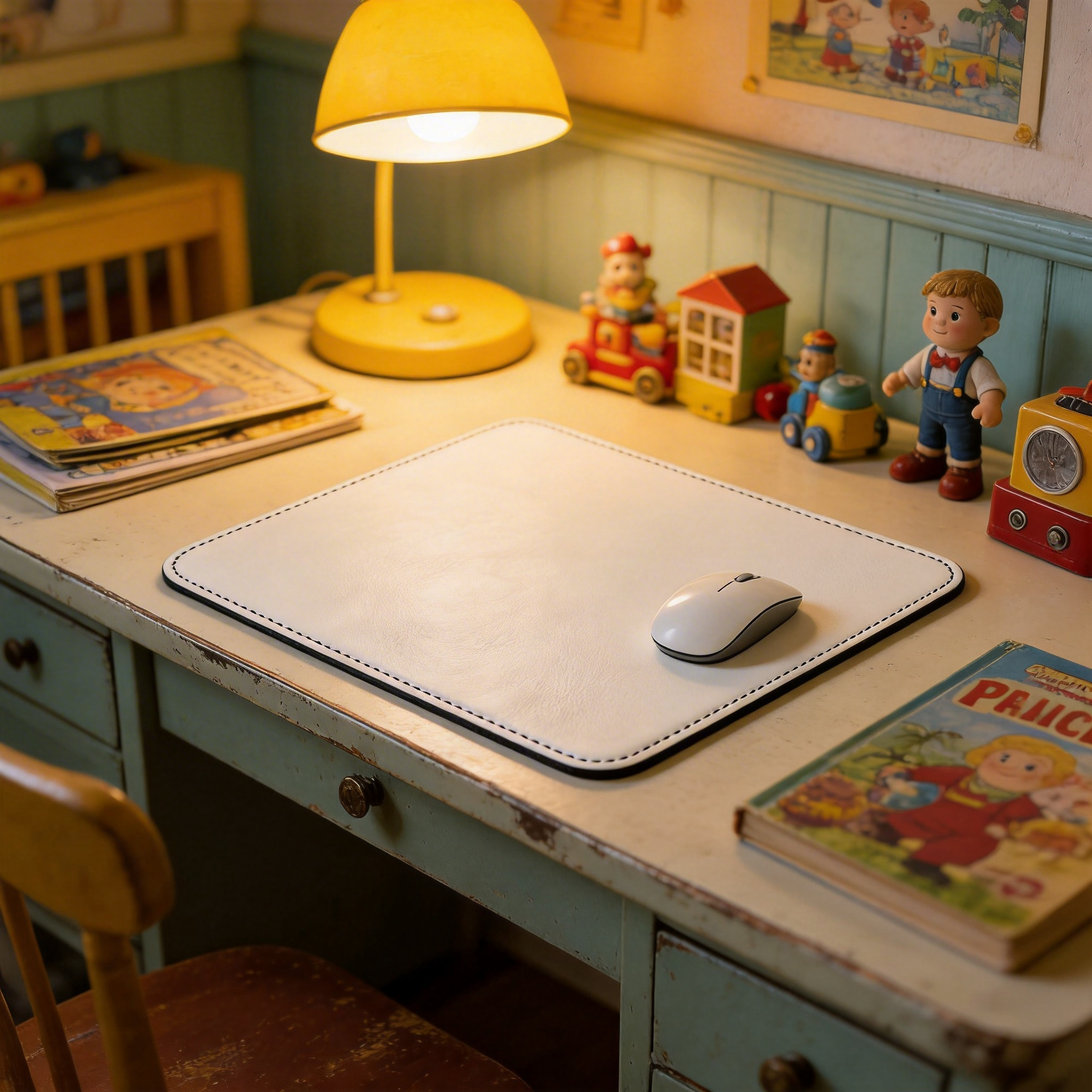 Gift-Worthy | Premium Leather | Minimalist Desk Mat | Perfect for Executives | Crisp White with Elegant Stitched Detailing | Ideal for Sleek, Stylish Offices