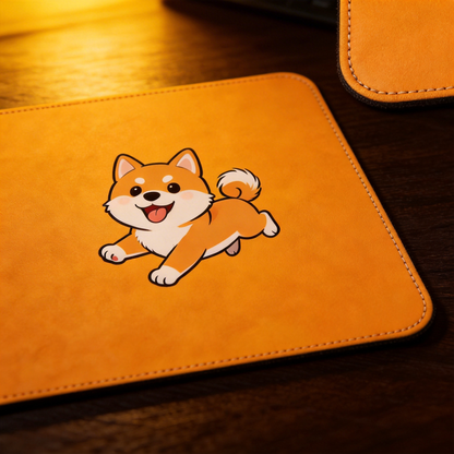 Shiba Inu Leather Desk Mat – A Playful Touch for Your Workspace