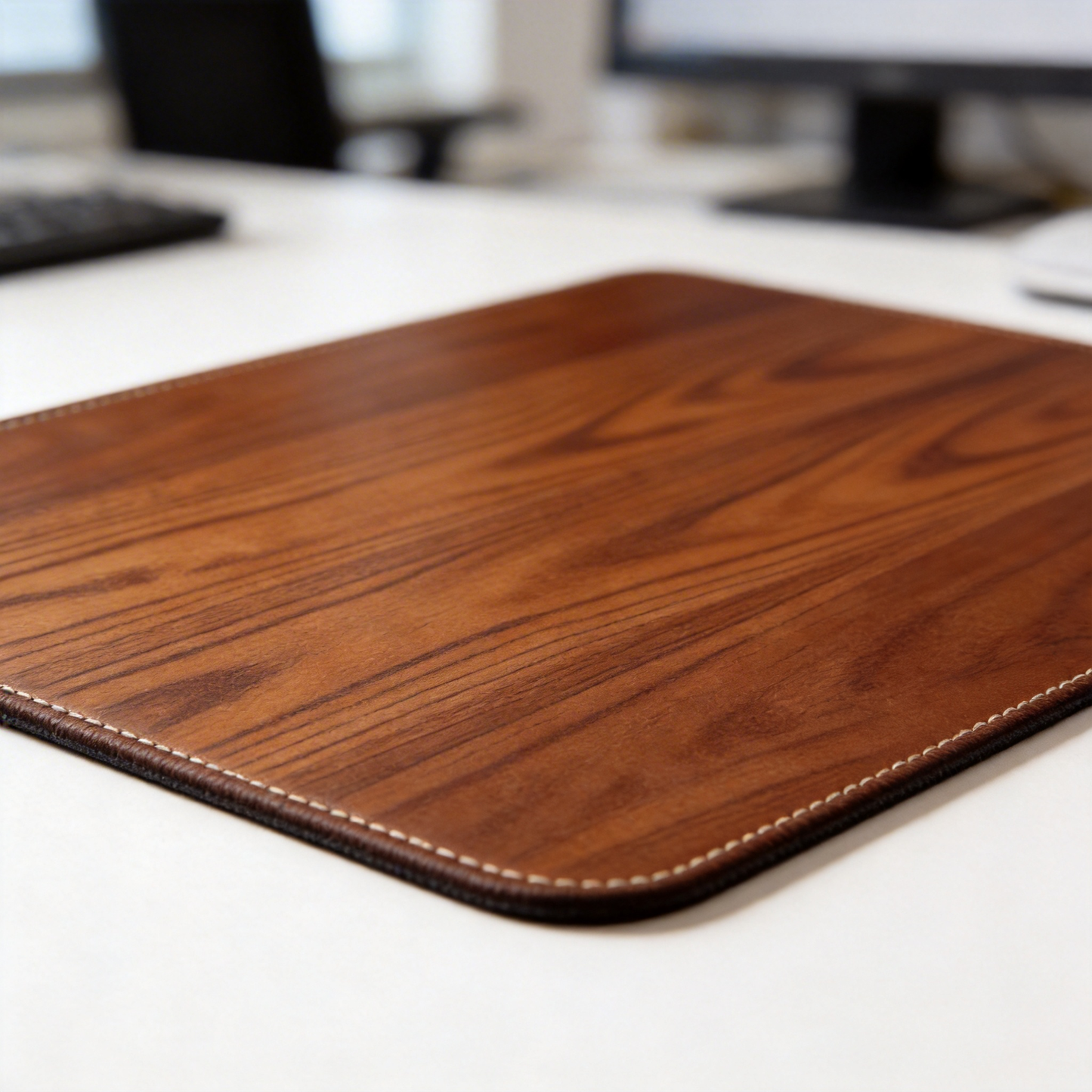 Stylish Wood Grain Desk Mat | Premium Leather | Modern Office Decor | For Professionals | Durable Design