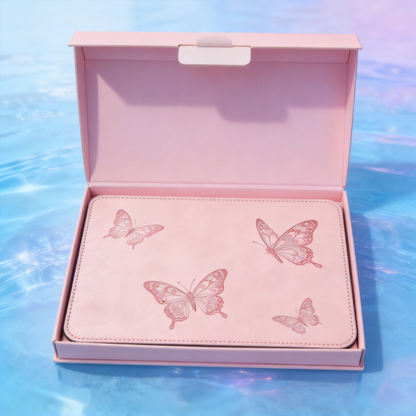 Playful Butterfly Desk Mat | Smooth Leather | Creative Workspace Decor | For Artists | Elegant Design