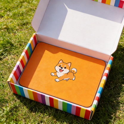 Shiba Inu Leather Desk Mat – A Playful Touch for Your Workspace