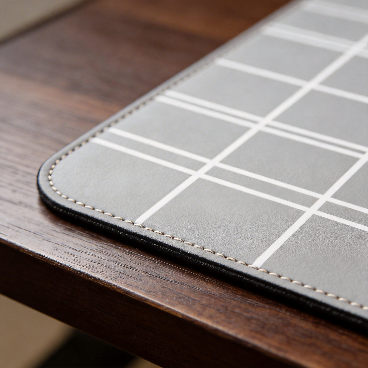 Grid Pattern Leather Desk Mat – Sleek & Functional Workspace Upgrade