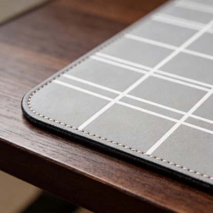 Grid Pattern Leather Desk Mat – Sleek & Functional Workspace Upgrade