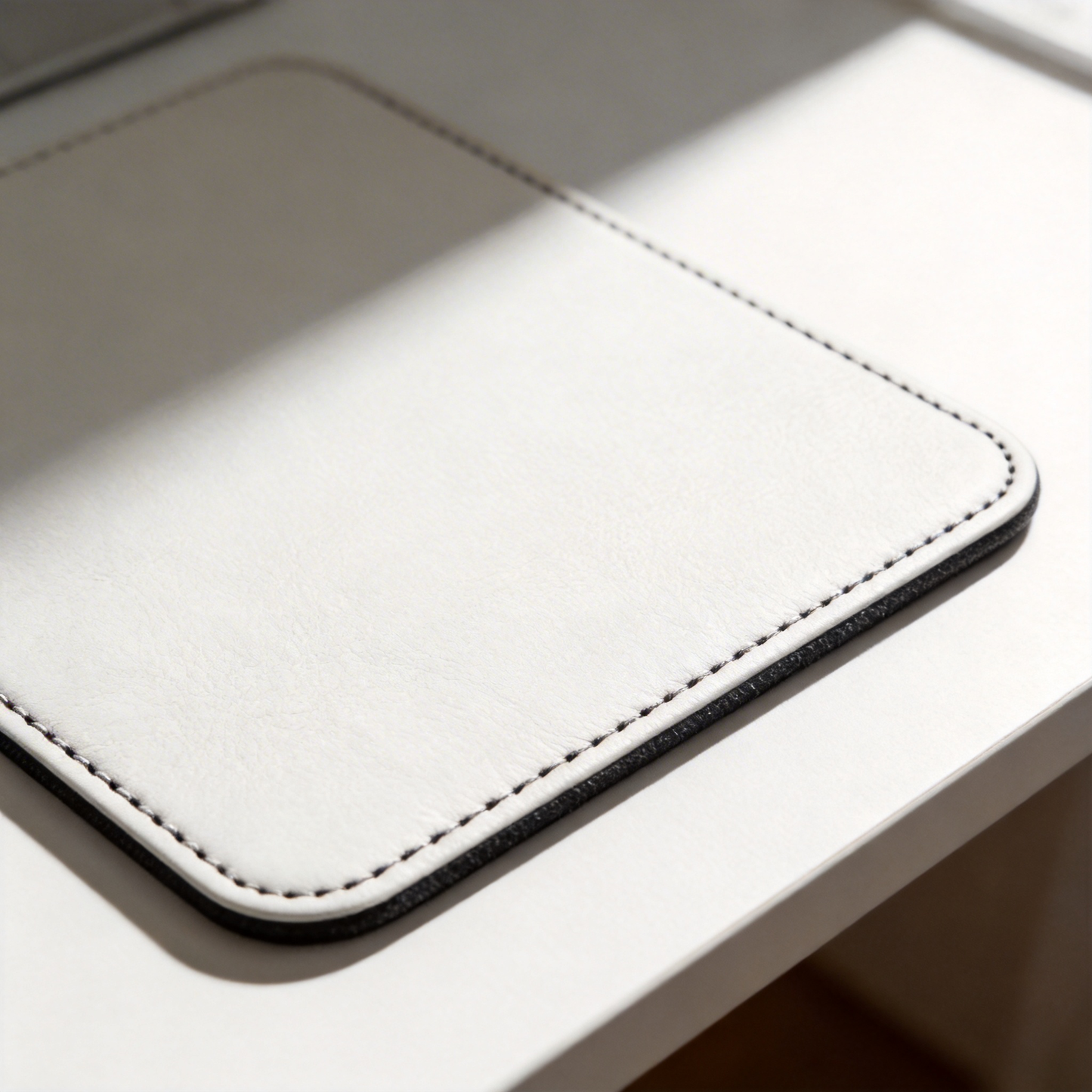Gift-Worthy | Premium Leather | Minimalist Desk Mat | Perfect for Executives | Crisp White with Elegant Stitched Detailing | Ideal for Sleek, Stylish Offices