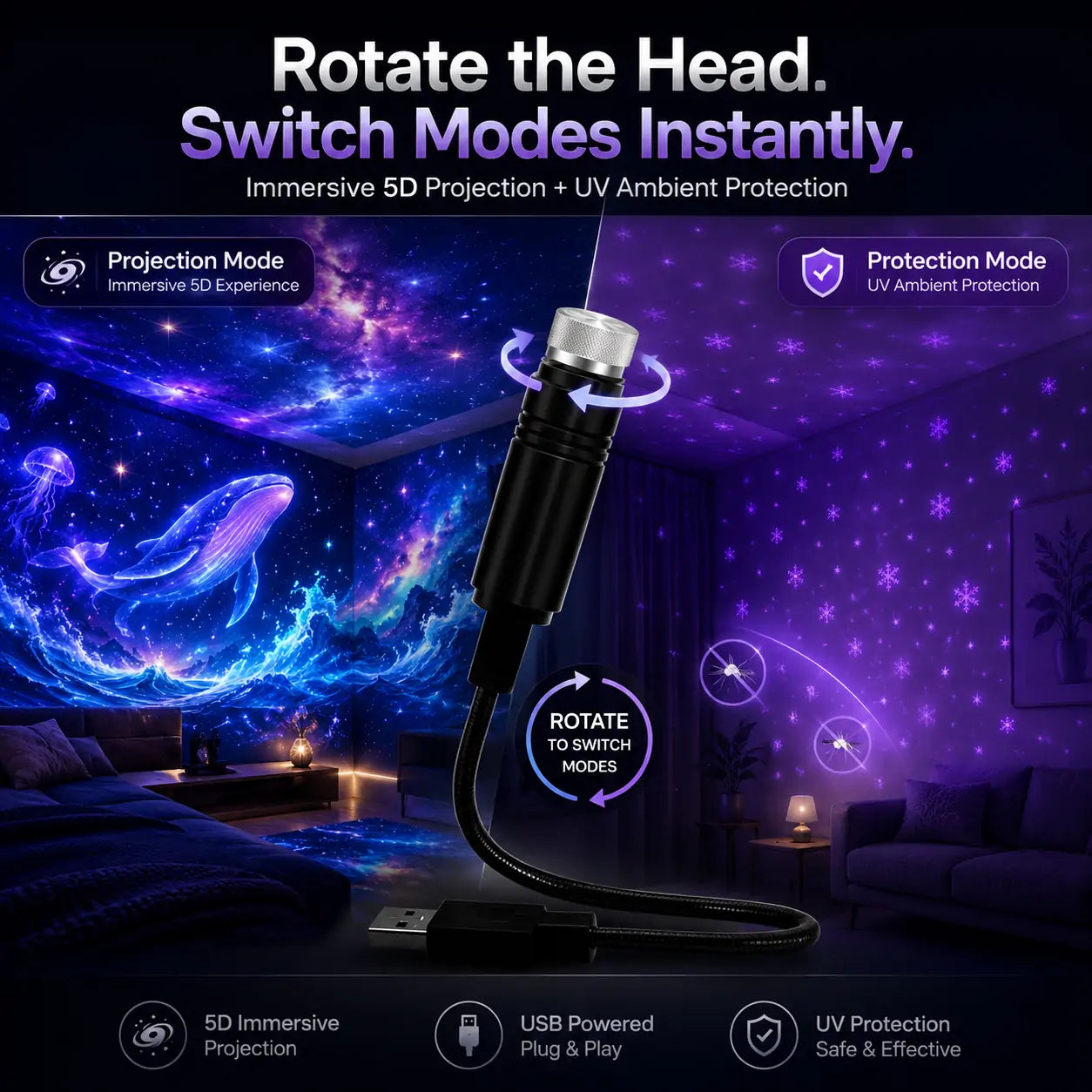 Topacme® 🍎Night Light Projector - Smart Holographic Star Projector
