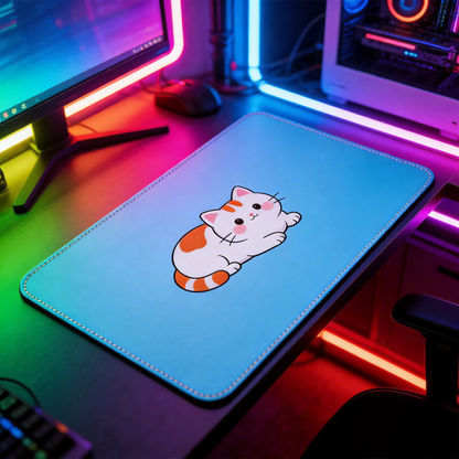 Adorable Cat Design | Leather Material | Cute Workspace Accessory | Perfect for Cat Lovers | Fun and Playful Vibe | Ideal for Any Desk Setup
