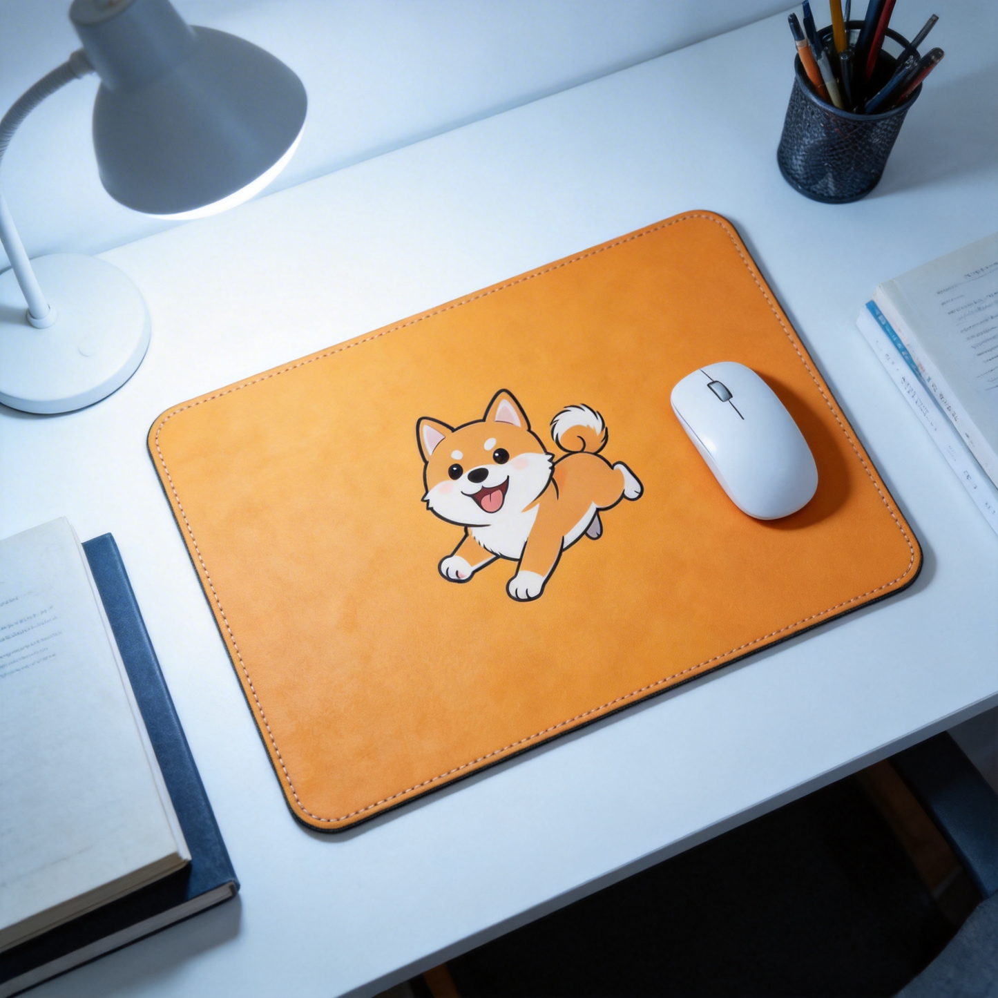 Shiba Inu Leather Desk Mat – A Playful Touch for Your Workspace