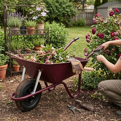 Garden Statement | Steel Utility Cart | Gift-Ready Burgundy Finish