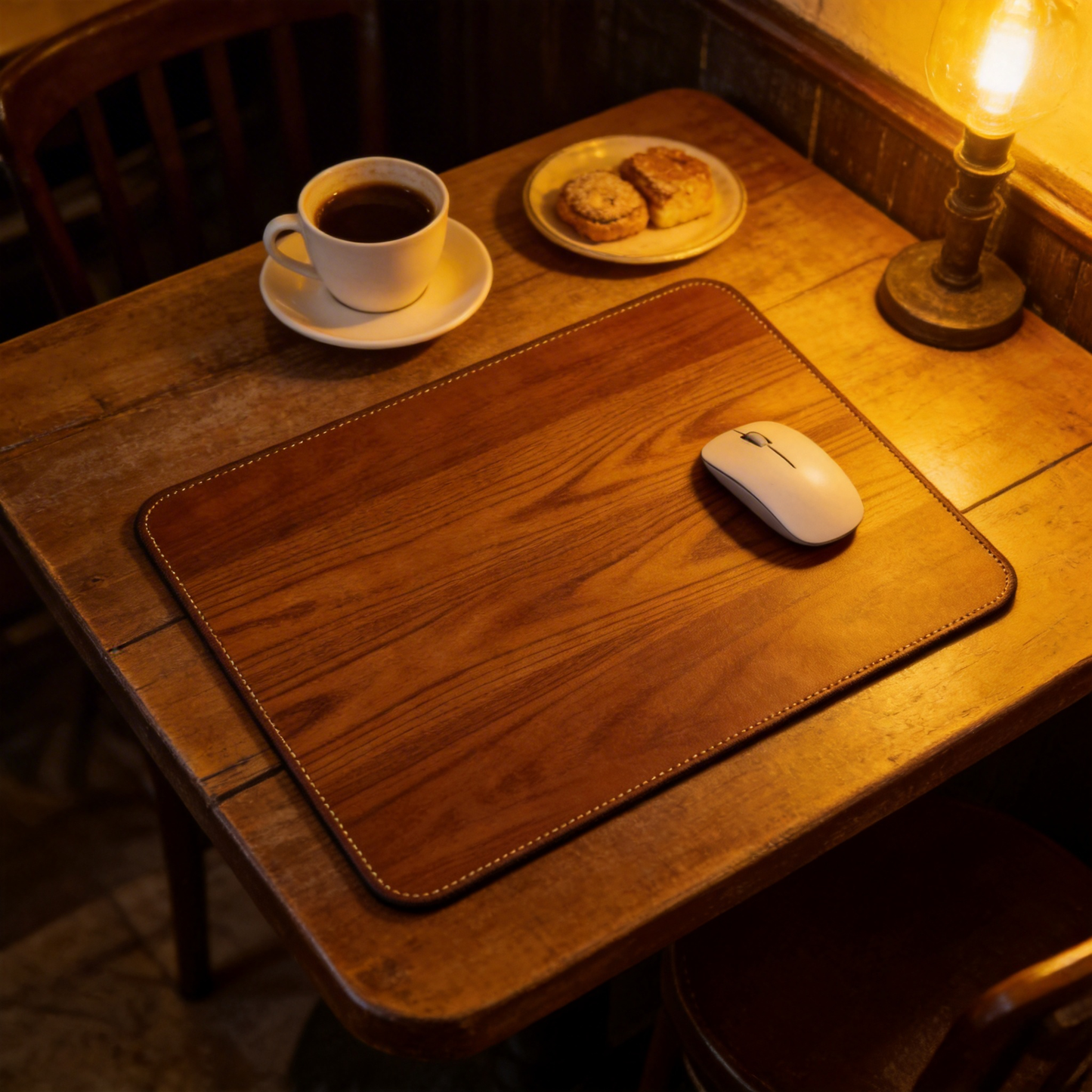 Stylish Wood Grain Desk Mat | Premium Leather | Modern Office Decor | For Professionals | Durable Design