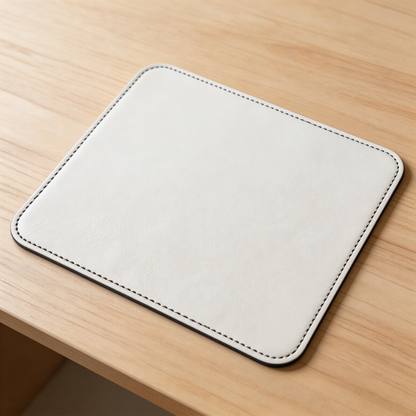 Gift-Worthy | Premium Leather | Minimalist Desk Mat | Perfect for Executives | Crisp White with Elegant Stitched Detailing | Ideal for Sleek, Stylish Offices