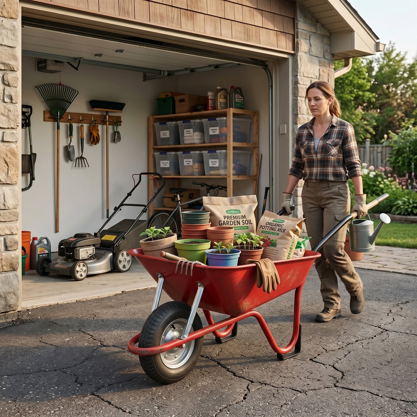 Outdoor Essential | Steel Garden Cart | Gift-Ready Red Finish