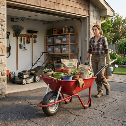 Outdoor Essential | Steel Garden Cart | Gift-Ready Red Finish