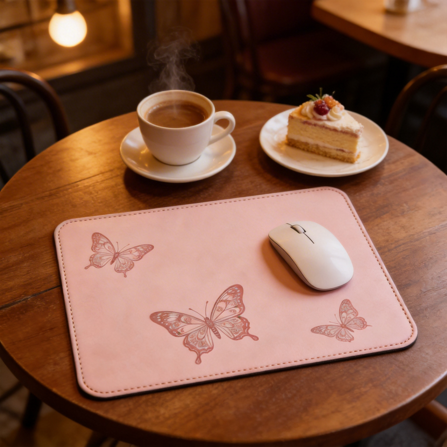 Playful Butterfly Desk Mat | Smooth Leather | Creative Workspace Decor | For Artists | Elegant Design
