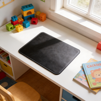 Gift-Worthy | High-Quality Leather | Functional Desk Mat | Ideal for Professionals | Classic Black with Stitched Edging | A Must-Have for Organized Spaces