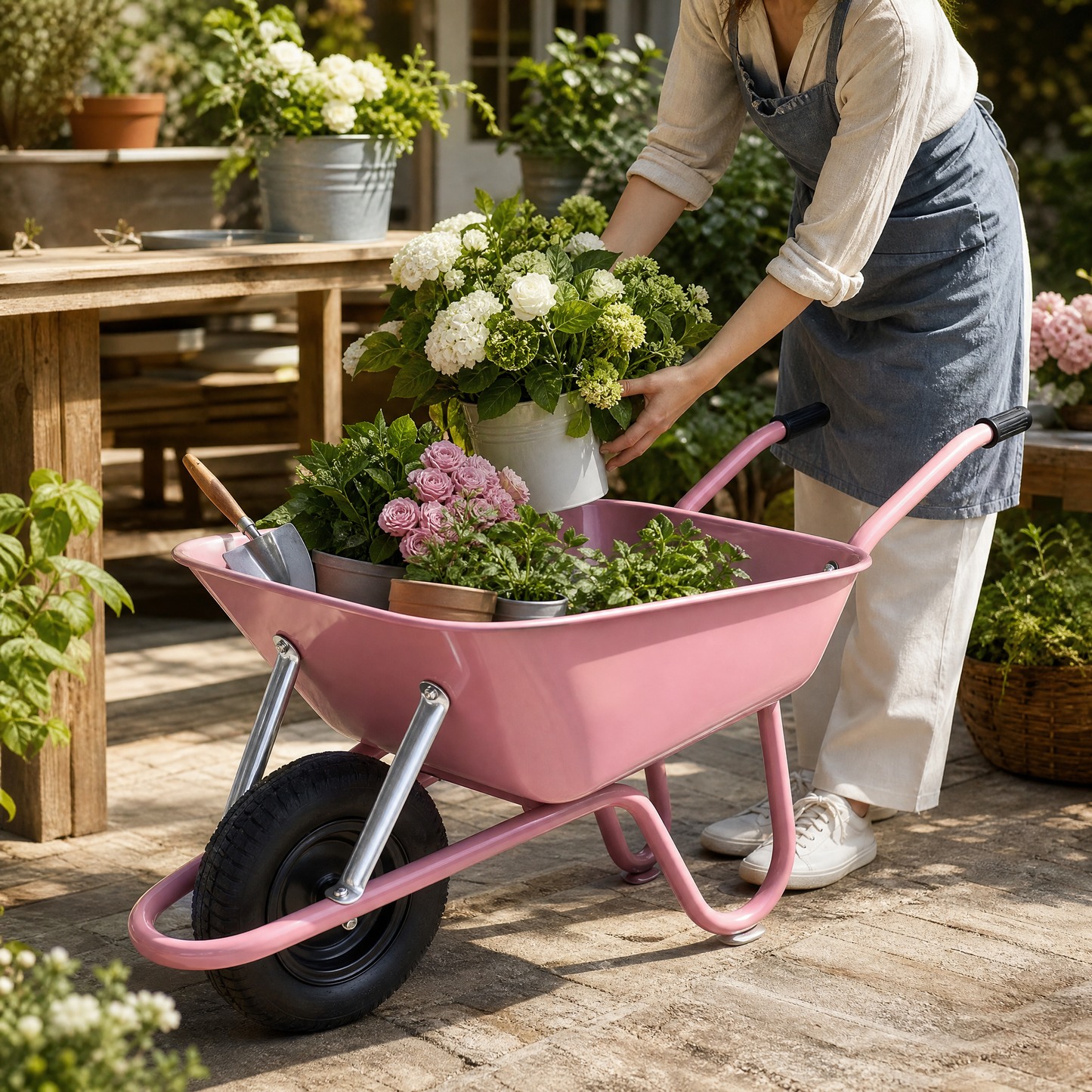 Garden Delight | Steel Utility Cart | Gift-Ready Blush Finish