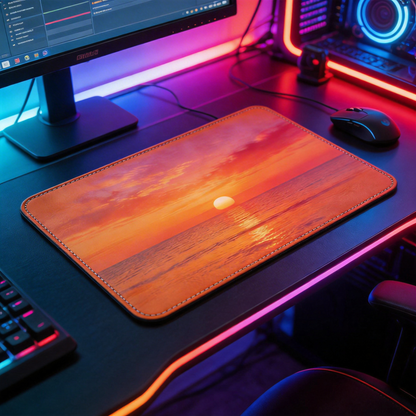 Ocean Sunset Leather Desk Mat – Bring a Calm Vibe to Your Desk