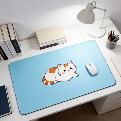 Adorable Cat Design | Leather Material | Cute Workspace Accessory | Perfect for Cat Lovers | Fun and Playful Vibe | Ideal for Any Desk Setup
