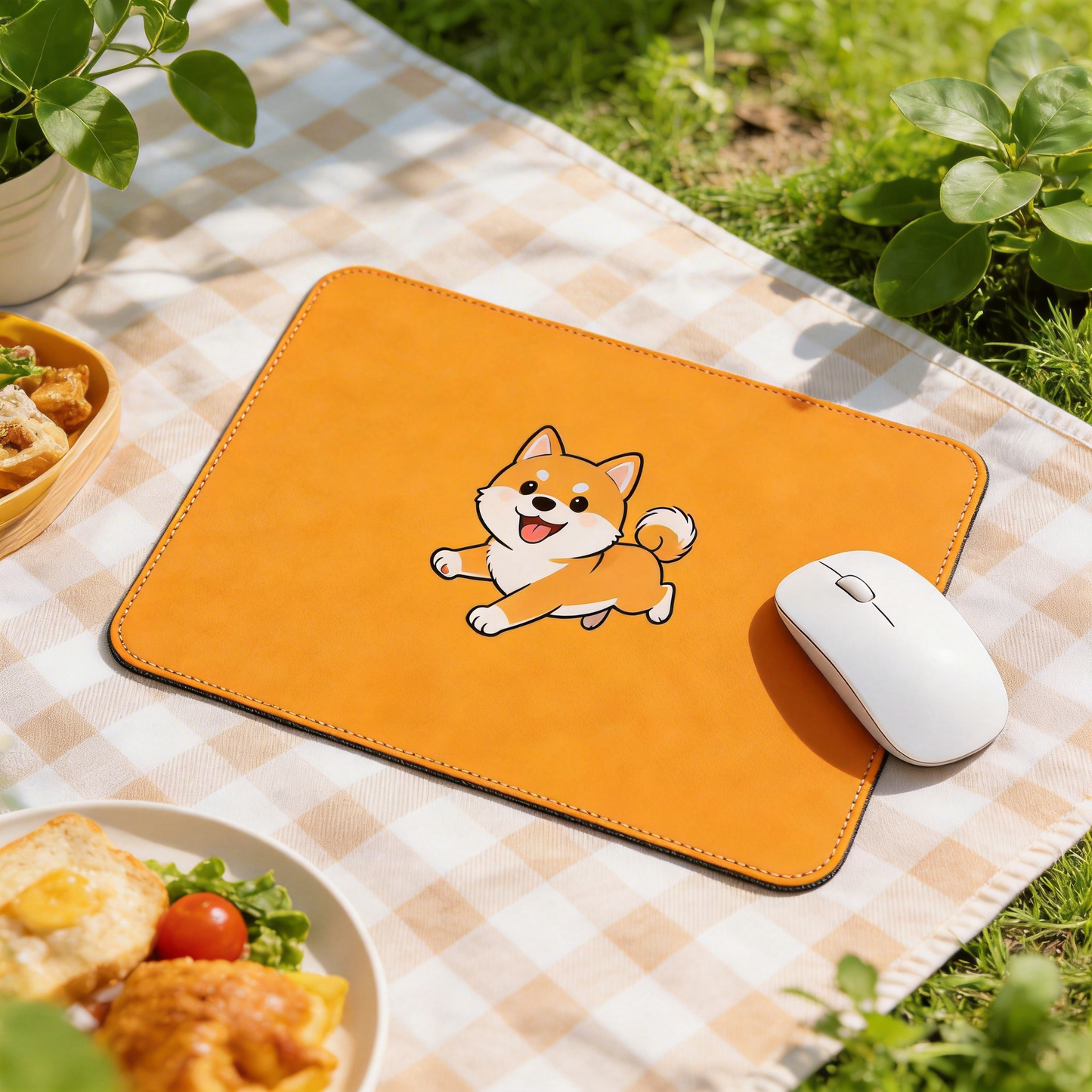 Shiba Inu Leather Desk Mat – A Playful Touch for Your Workspace