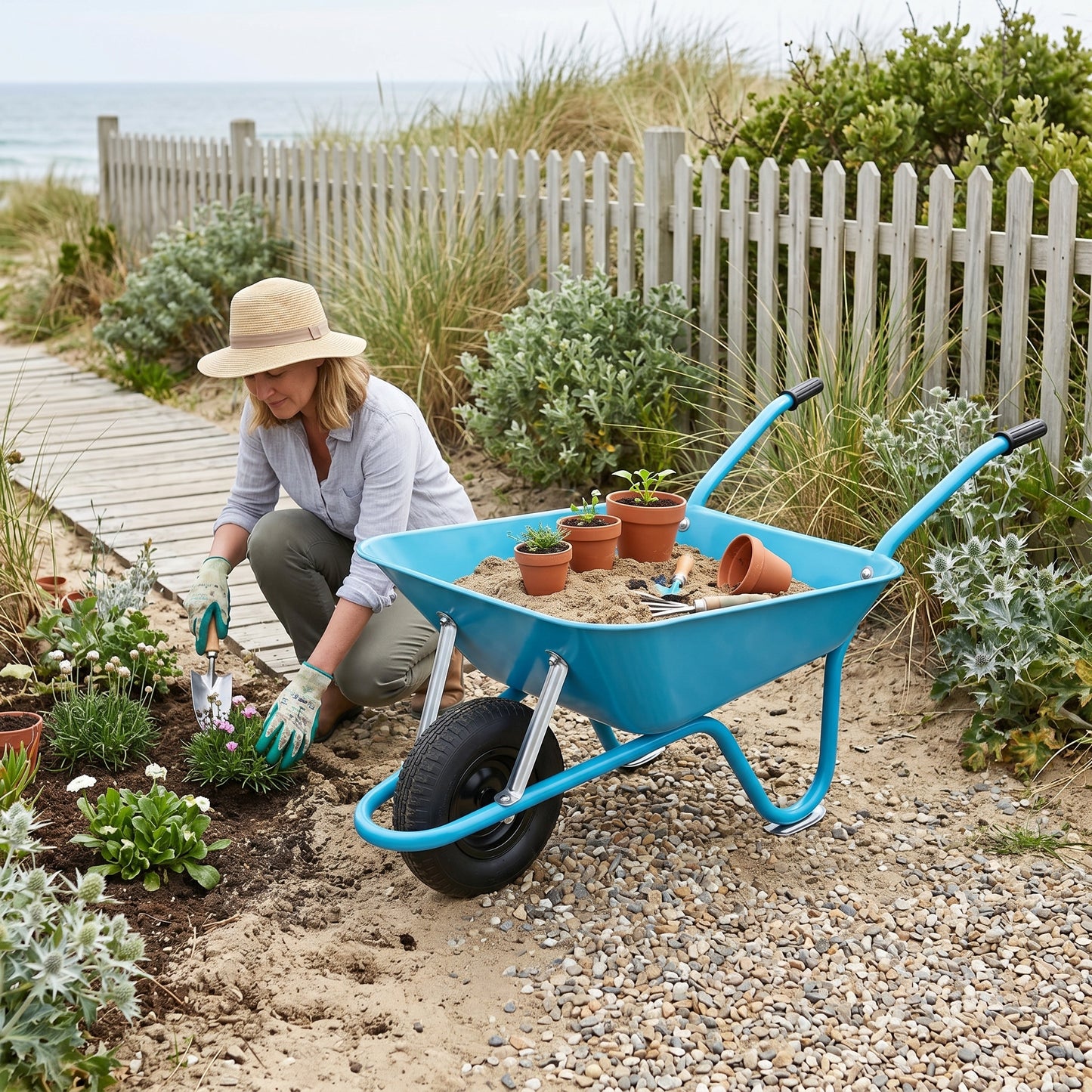 Outdoor Classic | Steel Garden Cart | Gift-Ready Ocean Blue