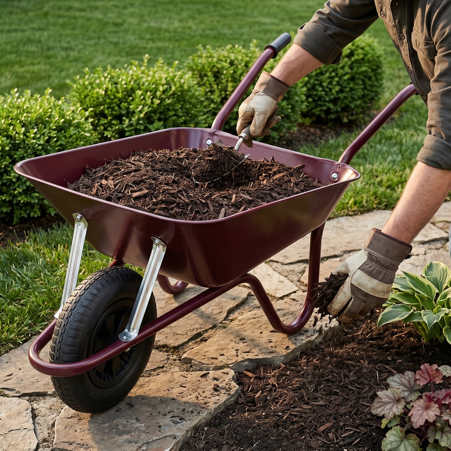 Garden Statement | Steel Utility Cart | Gift-Ready Burgundy Finish