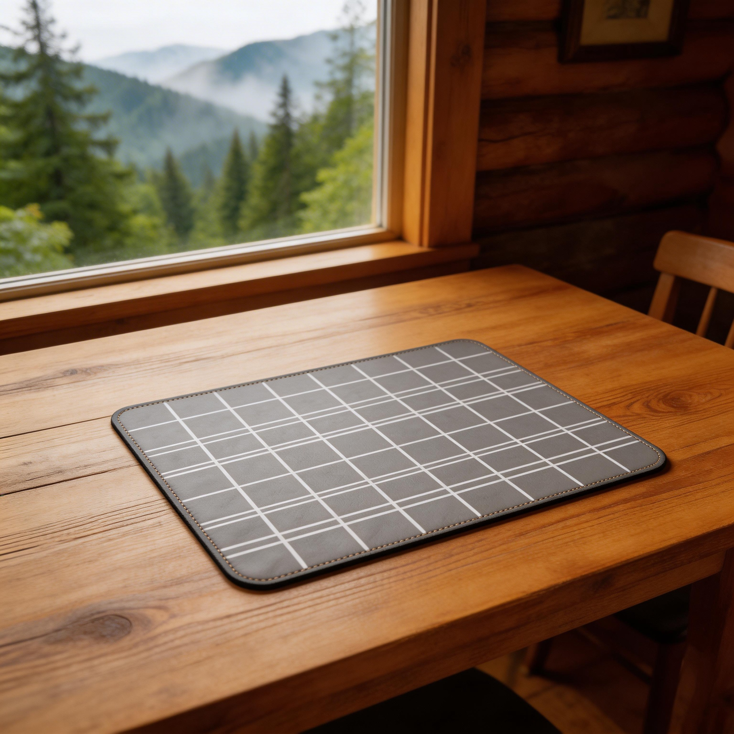 Grid Pattern Leather Desk Mat – Sleek & Functional Workspace Upgrade