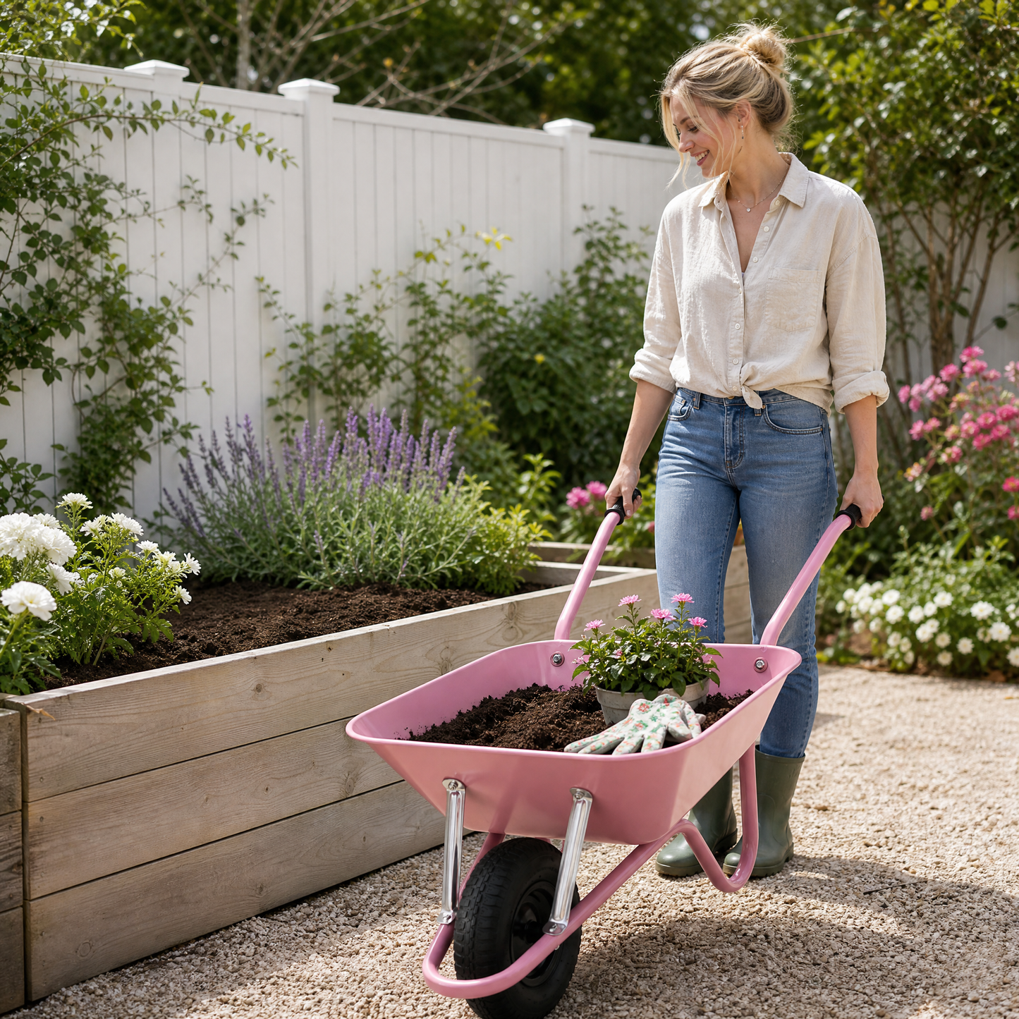 Garden Delight | Steel Utility Cart | Gift-Ready Blush Finish