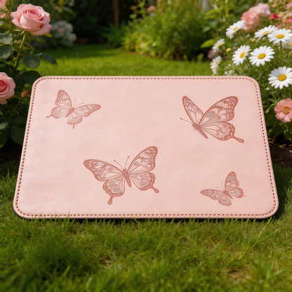 Playful Butterfly Desk Mat | Smooth Leather | Creative Workspace Decor | For Artists | Elegant Design