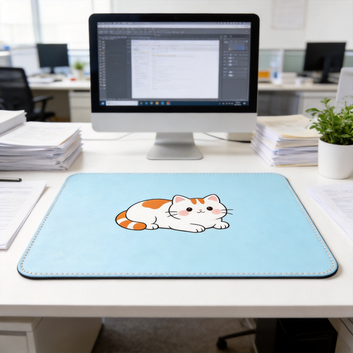 Adorable Cat Design | Leather Material | Cute Workspace Accessory | Perfect for Cat Lovers | Fun and Playful Vibe | Ideal for Any Desk Setup