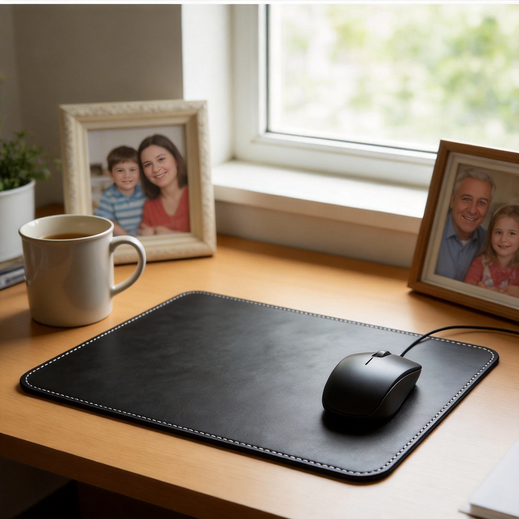 Gift-Worthy | High-Quality Leather | Functional Desk Mat | Ideal for Professionals | Classic Black with Stitched Edging | A Must-Have for Organized Spaces