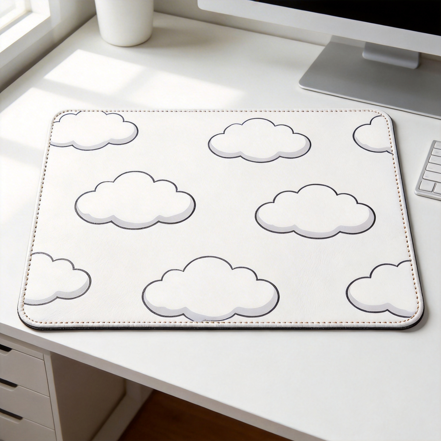 Cloud-Inspired Desk Mat | Soft Leather | Relaxing Workspace | For Dreamers | Light and Airy | Ideal for Home Offices