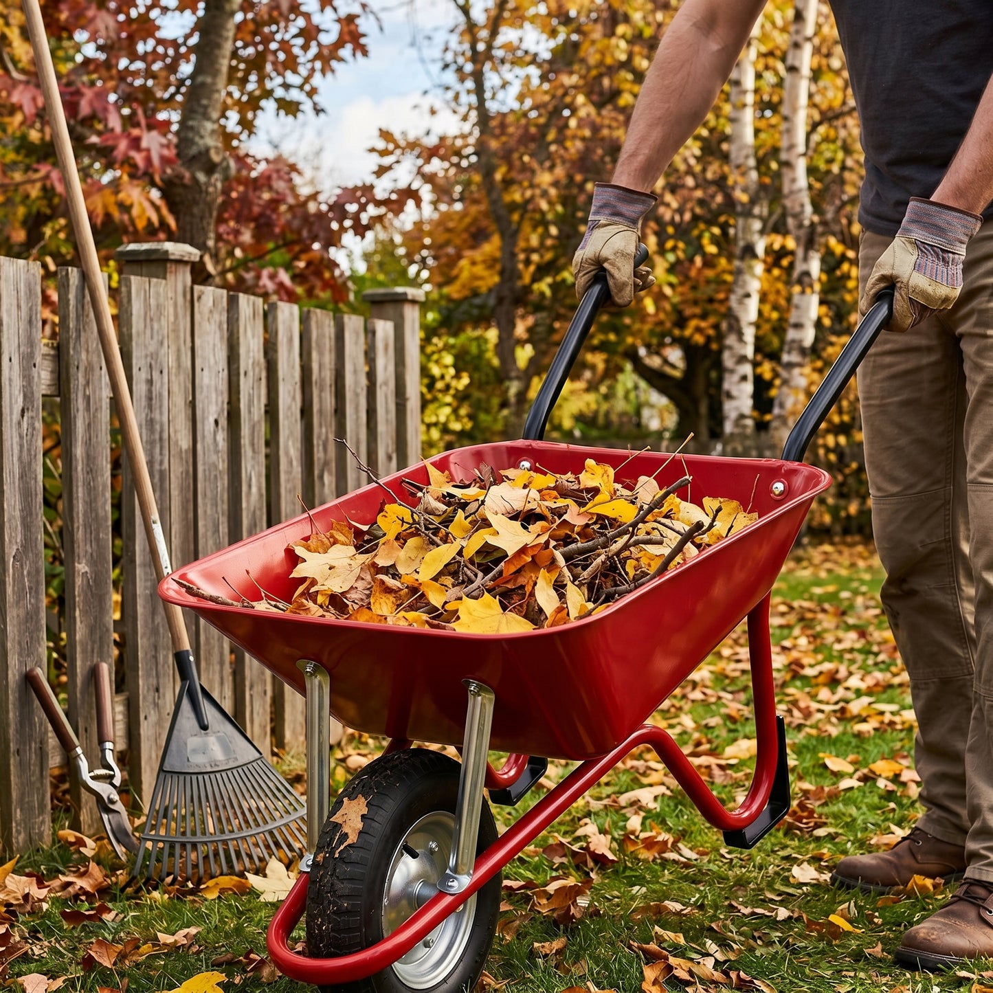 Outdoor Essential | Steel Garden Cart | Gift-Ready Red Finish