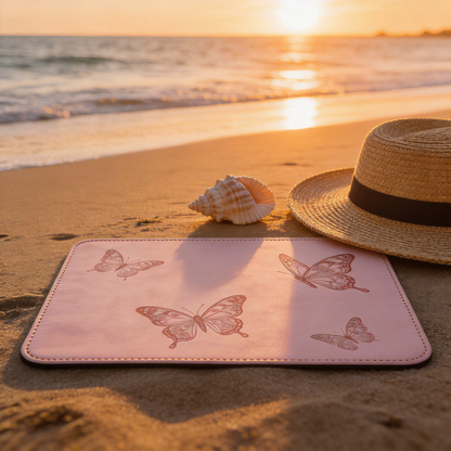 Playful Butterfly Desk Mat | Smooth Leather | Creative Workspace Decor | For Artists | Elegant Design