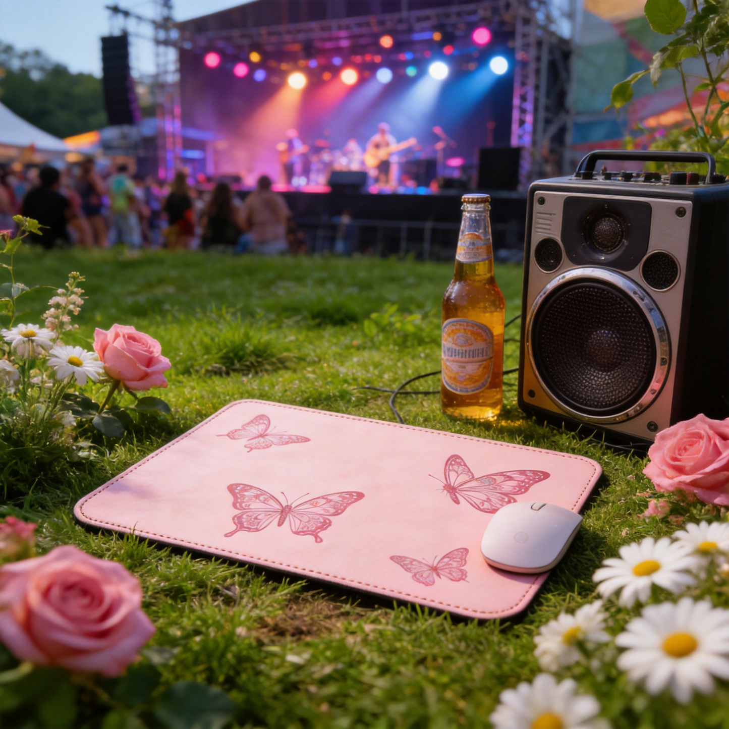 Playful Butterfly Desk Mat | Smooth Leather | Creative Workspace Decor | For Artists | Elegant Design