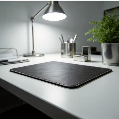 Gift-Worthy | High-Quality Leather | Functional Desk Mat | Ideal for Professionals | Classic Black with Stitched Edging | A Must-Have for Organized Spaces