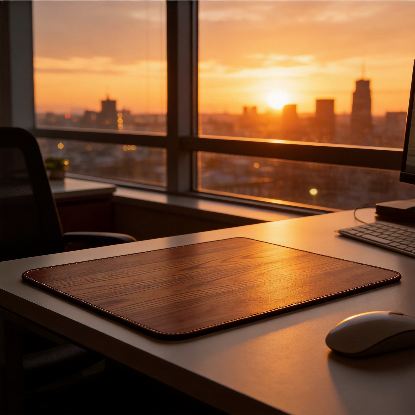 Stylish Wood Grain Desk Mat | Premium Leather | Modern Office Decor | For Professionals | Durable Design