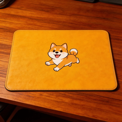 Shiba Inu Leather Desk Mat – A Playful Touch for Your Workspace
